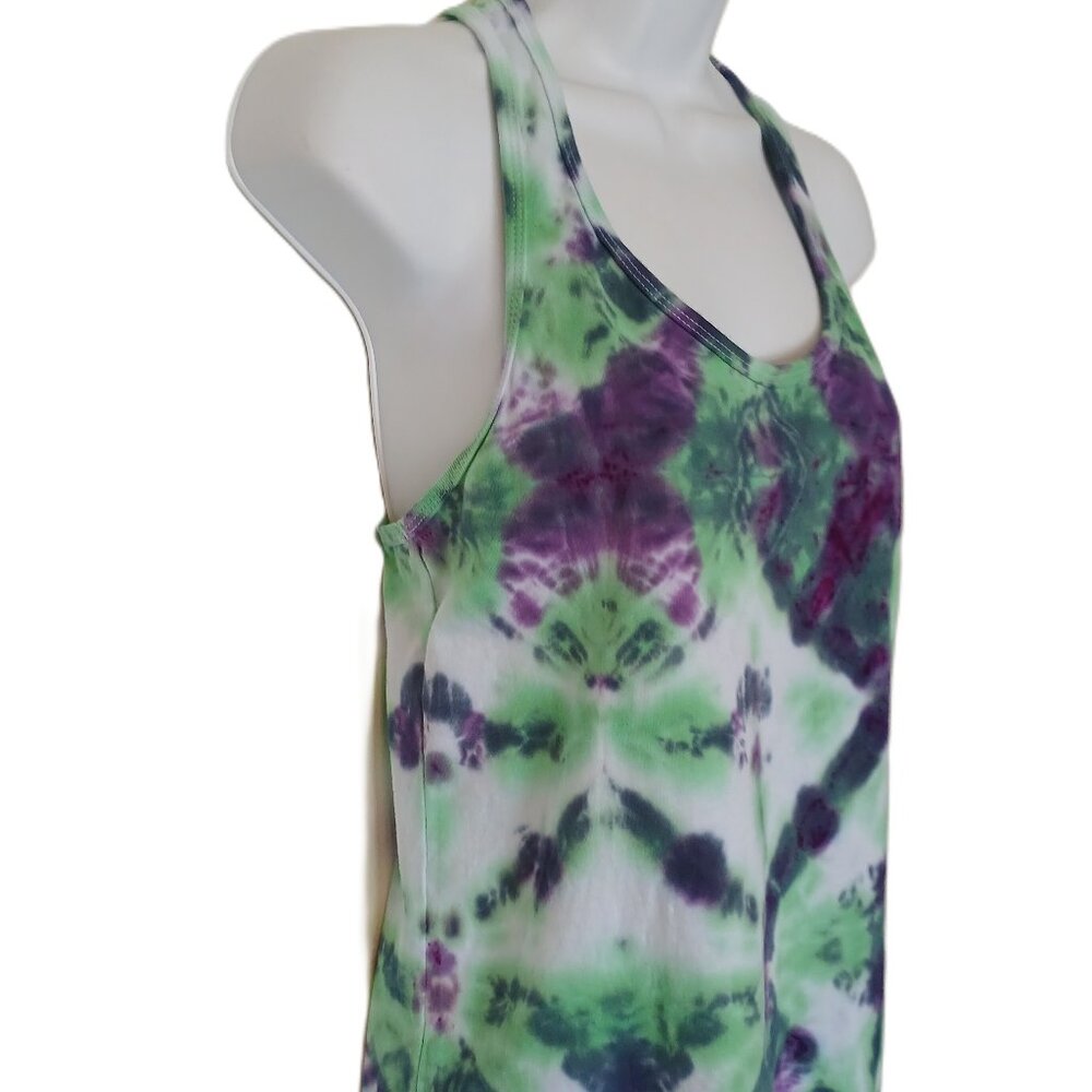 Tie Dye Racerback Tank Top With Abstract Pattern for Summer Women's Size M NWT